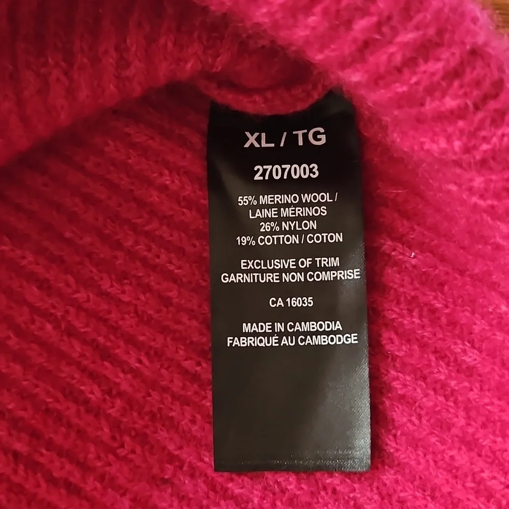 Tahari Pink Merino Wool Blend Cowl Neck Sweater XL - Picture 8 of 13